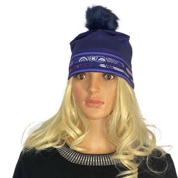 Krimson Klover Blue Pompom Beanie HAT Apres Ski removable Pom Nordic skis NWT main image 12